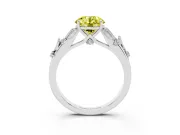 Round Leaf Solitaire Engagement Ring Setting for a Fancy Yellow Lab-Grown Diamond | Sterling Silver