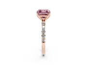 Asscher Cut Pave Engagement Ring Setting for a Fancy Pink Lab-Grown Diamond | Slim Band | Rose Gold
