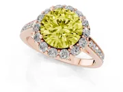 Round Floral Halo Engagement Ring Setting for a Fancy Yellow Lab-Grown Diamond | Large Round Accents | Rose Gold