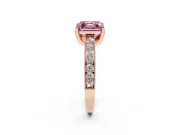 Asscher Cut Hidden Halo Engagement Ring Setting for a Fancy Pink Lab-Grown Diamond | Milgrain Pave | Rose Gold