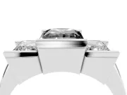 Radiant Cut Channel-Set Three Stone Engagement Ring Setting for a Black Center | Sterling Silver