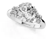 Oval Petal Accent Engagement Ring Setting | Marquise and Round Sides | White Gold