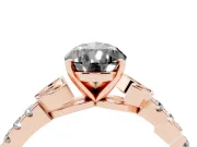 Fancy Black Pear Cut Diamond Solitaire Leaf-Inspired Ring Set in Rose gold with Pavé Band and Prong Setting