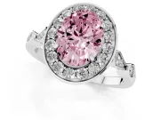 Oval Halo Engagement Ring Setting for a Fancy Pink Lab-Grown Diamond | Bezel Stations | Platinum