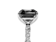 Asscher Cut Pavé Solitaire Engagement Ring Setting for a Black Center | Slim Band | Platinum