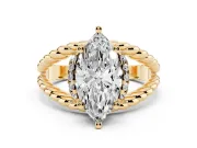 Marquise Rope Split Shank Engagement Ring Setting | Accented Head | Yellow Gold