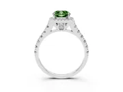 Cushion Cut Accented Halo Engagement Ring Setting for a Fancy Green Lab-Grown Diamond | Platinum