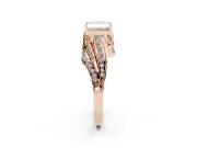 Princess Cut Diamond Solitaire Ring Set in Rose gold with Layered Twist Pavé Band