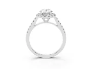 Oval Raised Halo Engagement Ring Setting | Pave Band | Platinum