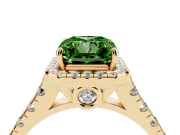 Radiant Cut Accented Halo Engagement Ring Setting for a Fancy Green Lab-Grown Diamond | Yellow Gold