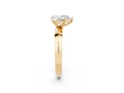 Pear Cut Diamond Solitaire Engagement Ring Set in Yellow gold with Flat Band and Prong Setting