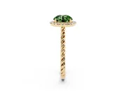 Round Rope Halo Engagement Ring Setting for a Fancy Green Lab-Grown Diamond | Yellow Gold