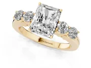 Radiant Cut Close Set Five Stone Engagement Ring Setting | Yellow Gold