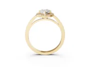 Pear Cut Diamond Halo Ring Set in Yellow gold with Solitaire Band and Prong Setting