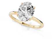 Oval Thin Solitaire Engagement Ring Setting | Straight Plain Band | Yellow Gold