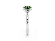 Fancy Green Round Cut Diamond Solitaire Engagement Ring Set in Silver with Prong Setting and Polished Band