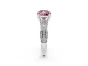 Princess Cut Three Row Pave Engagement Ring Setting for a Fancy Pink Lab-Grown Diamond | Double Claws | Sterling Silver
