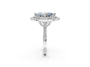 Marquise Double Halo Engagement Ring Setting for a Fancy Blue Lab-Grown Diamond | Pave Shoulders | Sterling Silver