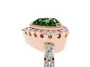 Heart-Shaped Milgrain Halo Engagement Ring Setting for a Fancy Green Lab-Grown Diamond | Pavé Shoulders | Rose Gold