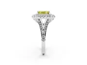 Emerald Cut Halo Engagement Ring Setting for a Fancy Yellow Lab-Grown Diamond | Sterling Silver - Design NV-24796