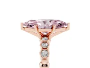 Fancy Pink Marquise Cut Diamond Solitaire Engagement Ring Set in Rose gold with Bezel Accents on Beaded Band