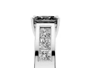 Fancy Black Asscher Cut Diamond Solitaire Ring Set in White gold with Channel-Set Accent Stones and Prong Setting
