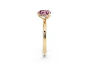 Fancy Pink Heart Cut Diamond Solitaire Engagement Ring Set in Yellow gold with Prong Setting and Polished Band