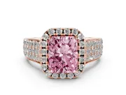 Radiant Cut Pavé Engagement Ring Setting for a Fancy Pink Lab-Grown Diamond | Wide Three-Row Band | Rose Gold