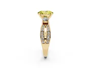 Fancy Yellow Three-Stone Oval Cut Diamond Twist Band Ring Set in Yellow gold with Pavé Accents and Prong Setting