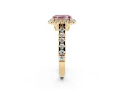 Emerald Cut Accented Halo Engagement Ring Setting for a Fancy Pink Lab-Grown Diamond | Yellow Gold
