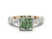 Princess Cut Engagement Ring Setting for a Fancy Green Lab-Grown Diamond | Yellow Gold - Design NV-24455