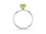 Fancy Yellow Radiant Cut Diamond Solitaire Engagement Ring Set in White gold with Thin Band and Prong Setting