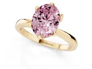 Oval Tapered Solitaire Engagement Ring Setting for a Fancy Pink Lab-Grown Diamond | Claw Prong Head | Yellow Gold