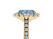 Emerald Cut Halo Engagement Ring Setting for a Fancy Blue Lab-Grown Diamond | Tapered Band | Yellow Gold