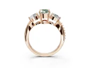 Marquise Three Stone Engagement Ring Setting for a Fancy Green Lab-Grown Diamond | Tapered Pave Band | Rose Gold