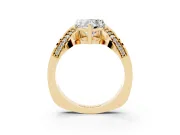 Heart-Shaped Bypass Solitaire Engagement Ring Setting | Pavé Ribbon | Yellow Gold