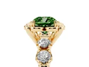 Cushion Cut Floral Engagement Ring Setting for a Fancy Green Lab-Grown Diamond | Petal Frame | Yellow Gold
