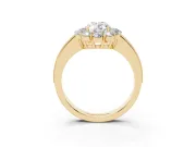 Oval Vintage Halo Engagement Ring Setting | Milgrain Channel Band | Yellow Gold