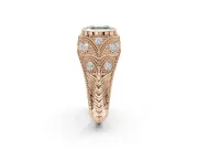 Asscher Cut Vintage Bezel Engagement Ring Setting for a Fancy Green Lab-Grown Diamond | Rose Gold