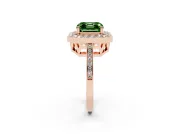 Asscher Cut Halo Engagement Ring Setting for a Fancy Green Lab-Grown Diamond | Polished Halo Rim | Rose Gold