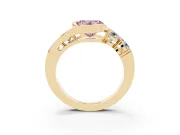 Heart-Shaped Bezel Bypass Engagement Ring Setting for a Fancy Pink Lab-Grown Diamond | Yellow Gold
