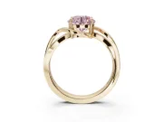 Round Bypass Solitaire Engagement Ring Setting for a Fancy Pink Lab-Grown Diamond | Pavé and Plain Strands | Yellow Gold