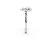 Heart Cut Diamond Halo Pavé Solitaire Ring Set in Platinum with Prong-Set Center Stone