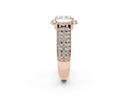 Radiant Cut Pavé Engagement Ring Setting | Wide Three-Row Band | Rose Gold