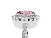 Oval Vintage Milgrain Halo Engagement Ring Setting for a Fancy Pink Lab-Grown Diamond | Pierced Gallery | Platinum