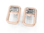 Emerald Cut Lab-Grown Diamond East-West Open Frame Stud Earrings | Polished Frame | Rose Gold