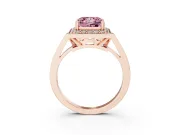 Princess Cut Halo Engagement Ring Setting for a Fancy Pink Lab-Grown Diamond | Polished Halo Rim | Rose Gold