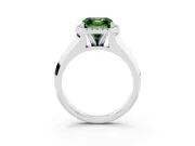 Fancy Green Asscher Cut Diamond Halo Ring Set in White gold with Cathedral Band and Prong Setting