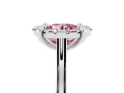 Round Halo Engagement Ring Setting for a Fancy Pink Lab-Grown Diamond | Claw Corners | White Gold