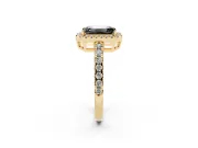 Emerald Cut Halo Engagement Ring Setting for a Black Center | Graduated Pavé Band | Yellow Gold